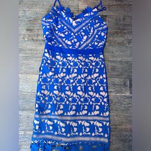 Adelyn Rae Royal Blue Lace Midi Dress